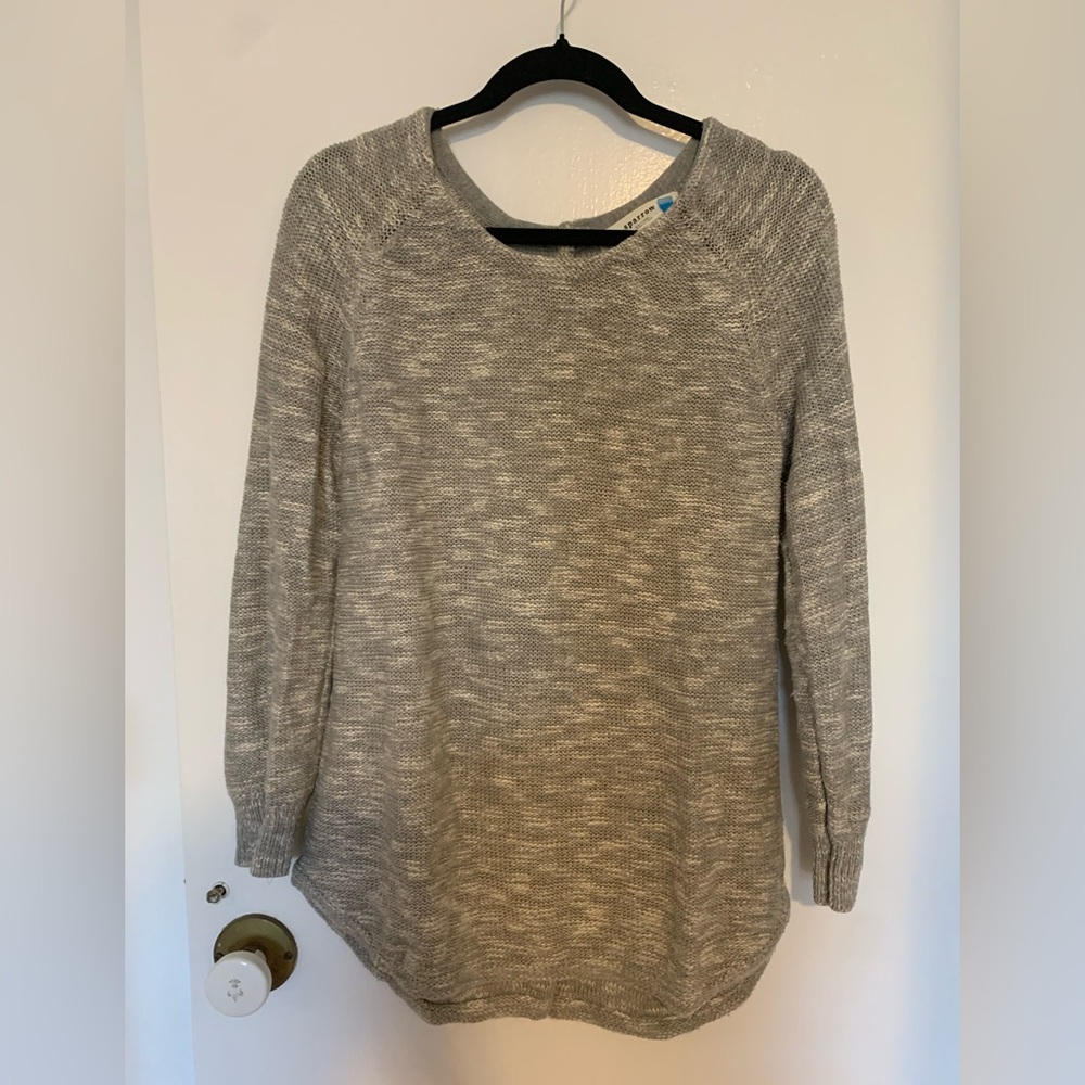 Anthropology Heathered Light Gray Crewneck Sweater
